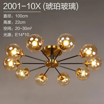 Lustre boule en verre transparent et gris fumé design LED — LZ4X9T1