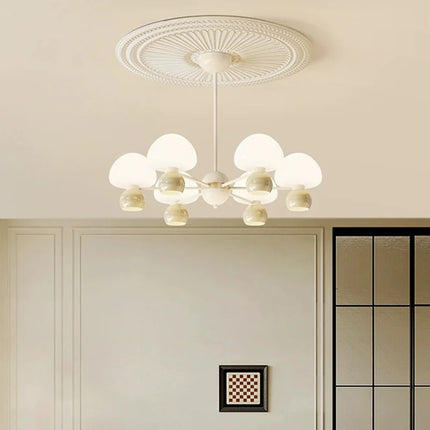 Suspension réglable en verre et métal blanc moderne — LZ4P7X