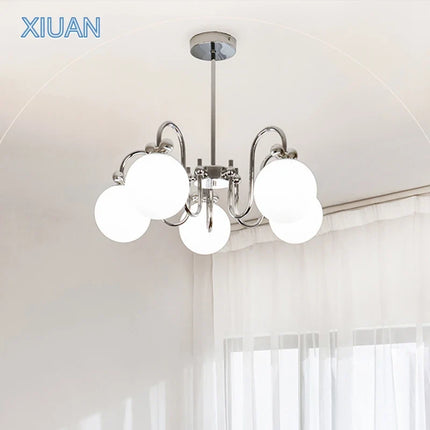 Lustre moderne en chrome avec suspension en verre transparent — LZ4X9B