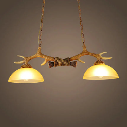 Lustre suspension double en bois et résine style loft LED — LZ4P9XQ