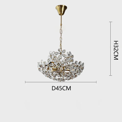 Lustre plafond rétro fleur en cristal LED luxe — LZ4X9T1