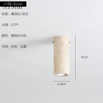 Plafonnier cylindrique en pierre au style japonais minimaliste rétro — LZ4X9T2