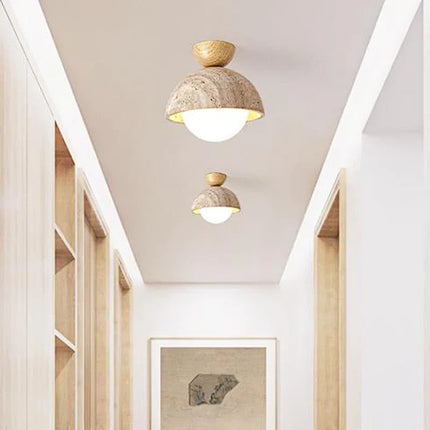 Plafonnier LED scandinave en travertin style wabi sabi marbre — LZ4X9P2