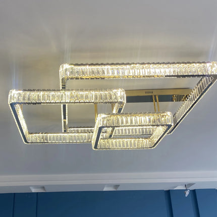 Plafonnier LED moderne à intensité variable avec lustre cristal pour salon et chambre — LZ4X9P2