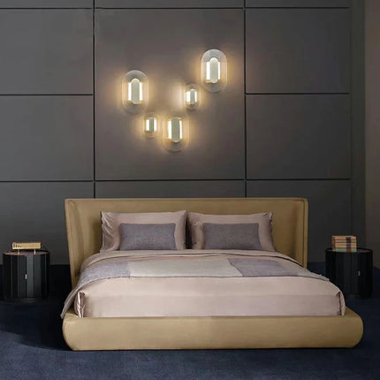 Applique murale elliptique en verre et métal doré — LZ4X9P