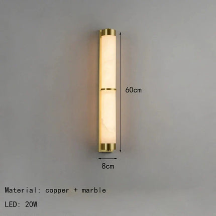 Applique murale cylindrique en marbre naturel et laiton doré pour hôtels — LZ4P9XQ