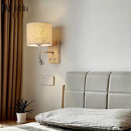 Applique murale nordique en bois massif avec éclairage LED décoratif — LZ7D9X