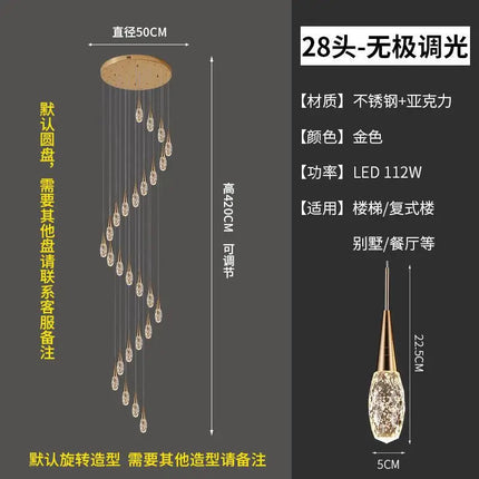 Lustre rotatif en cristal pour escalier duplex moderne de luxe — LZ4X9P2Q
