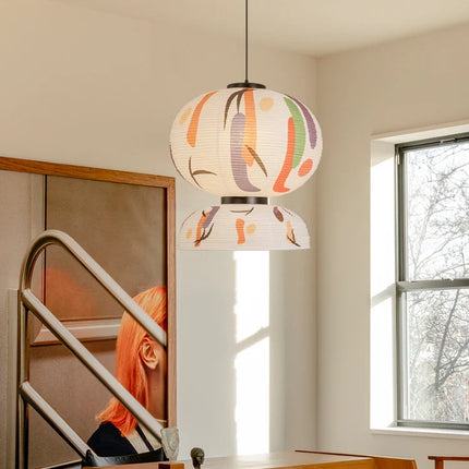 Suspension japonaise en papier de riz style wabi-sabi pour intérieur élégant — LZ4X9T2