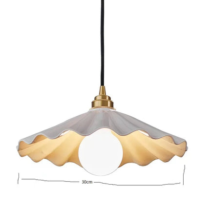 Suspension japonaise vintage en céramique et bois de frêne — LZ4X9P7