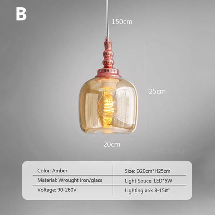 Suspension rétro en verre style loft nordique pour intérieur — LZ4X9T