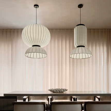 Lustre suspension ovale en tissu style soie japonaise — LZ4X9P2
