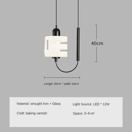 Lustre suspension en verre noir et blanc au design moderne élégant — LZ4QJ7