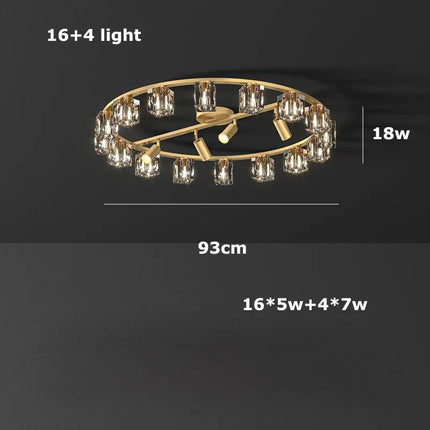 Plafonnier LED cube cristal design moderne cuivre et noir argenté — LZ4X9J2