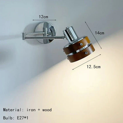 Applique murale américaine à bras long en bois et chrome évolutive — LZ4X9P