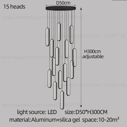 Lustre ovale LED minimaliste pour duplex et penthouse hôtelier — LZ4Q9X2