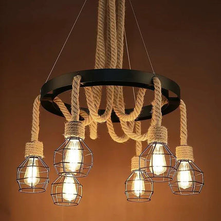 Suspension industrielle rustique avec corde pour intérieur — LZ7D4X