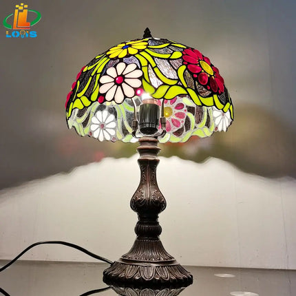 Lampe de chevet vintage style Tiffany en verre rétro créatif — LZ4D9XQ