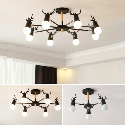 Lustre LED en fer et bois forme cerf pour intérieur — LZ4X9P
