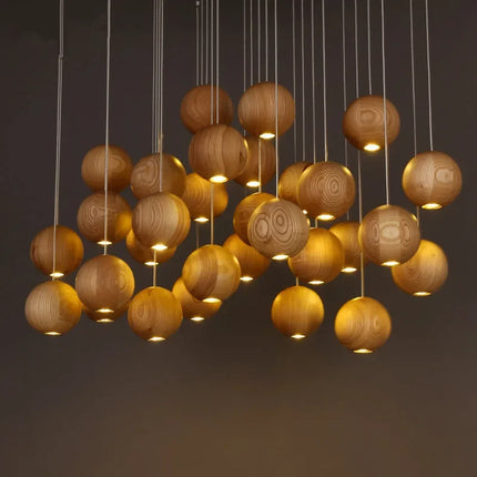 Suspension LED moderne en bois avec multiples têtes GZMJ — LZ4X9T