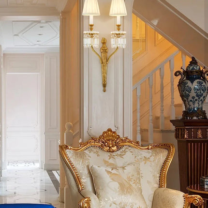 Applique murale en cuivre avec cristal et bougie LED pour intérieur élégant — LZ4XJ9