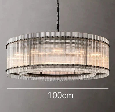 Lustre suspension LED double anneau en cristal doré — LZ4X9P2