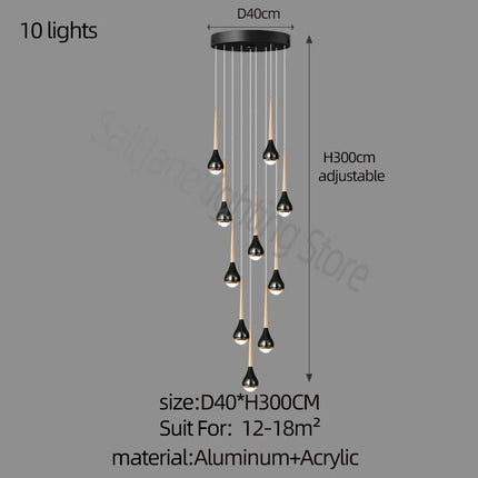 Lustre suspension long nordique creux pour loft, hôtel, appartement — LZ4M9Q2
