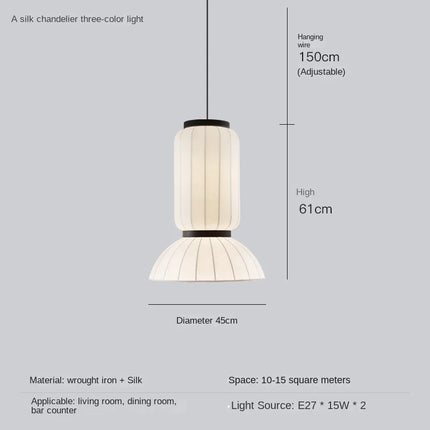 Lustre suspension ovale en tissu style soie japonaise — LZ4X9P2