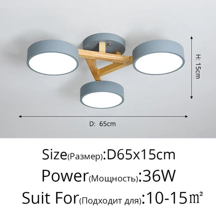 Lustre LED suspension style nordique en bois massif — LZ4X9P