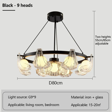 Lustre en verre coquille avec lampes LED créatives — LZ4N7Q2J