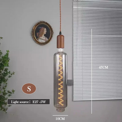 Lustre rétro en verre d'art avec bois massif pour intérieur — LZ4X9P