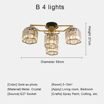 Lustre nordique en cristal avec métal chromé et verre transparent — LZ4X9M