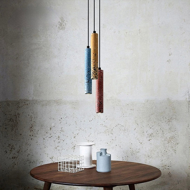 Suspension tube longue en ciment design minimaliste — LZ4Q7W9