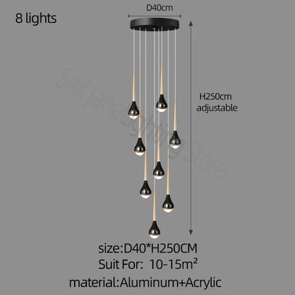 Lustre suspension long nordique creux pour loft, hôtel, appartement — LZ4M9Q2