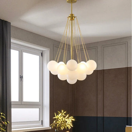 Lustre moderne en métal avec globe en verre et bulles décoratives — LZ4QJ7M