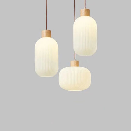 Suspension en verre avec décor en bois style nordique — LZ4X9P