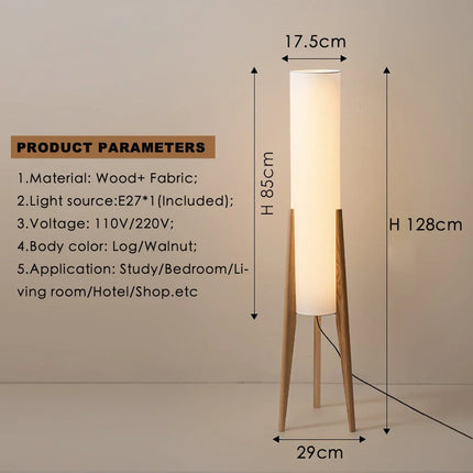 Lampadaire japonais en bois massif style rétro wabi-sabi — LZ4X9T2