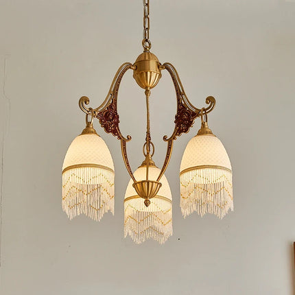 Lustre rétro en cuivre avec pampilles au style médiéval — LZ4X9P
