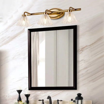 Applique murale vintage LED bronze clair 2 ou 4 têtes pour salle de bain avec verre — LZ4D7X