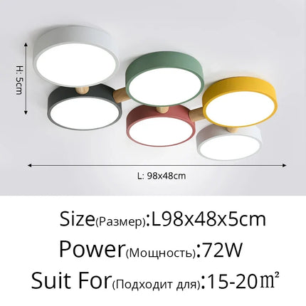 Plafonnier créatif macaron en bois LED multicolore pour intérieur — LZ4X9T2