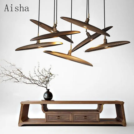Lustre en bois au style nordique pour éclairage décoratif élégant — LZ4X9T