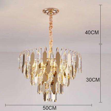 Lustre LED design élégant en cristal doré pour intérieur — LZ4XJ9