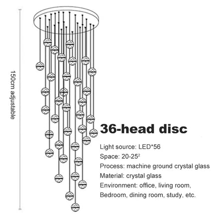lustre en cristal moderne avec boule tournante led suspendue