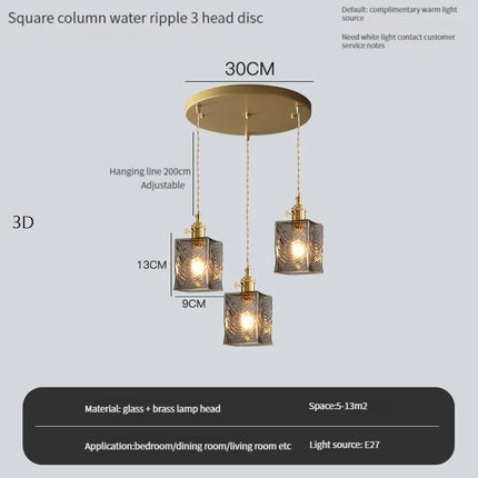 Lustre vintage Edison avec abat-jour en verre cristal pour bar loft — LZ4X9T2