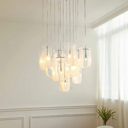 Lustre moderne en verre à effet brume pour salon — LZ4X9P2