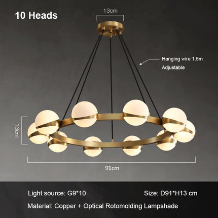 Lustre nordique en cuivre avec anneau décoratif — LZ4X9T1
