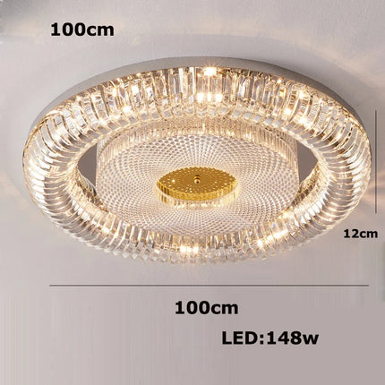 Plafonnier LED moderne à intensité variable en cristal doré et argenté — LZ4X9P