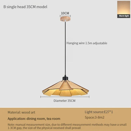Plafonnier rétractable en bois pour décoration lumineuse intérieure — LZ4X9T2