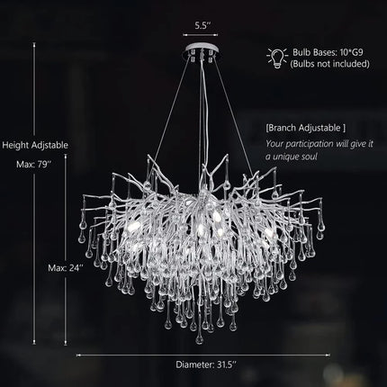 Lustre suspension moderne en cristal goutte de pluie décoratif — LZ4P9XJ