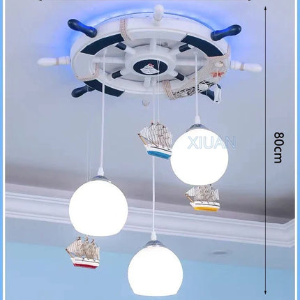 Lustre suspension gouvernail méditerranéen avec rétroéclairage RGB pour enfants — LZ4X9P